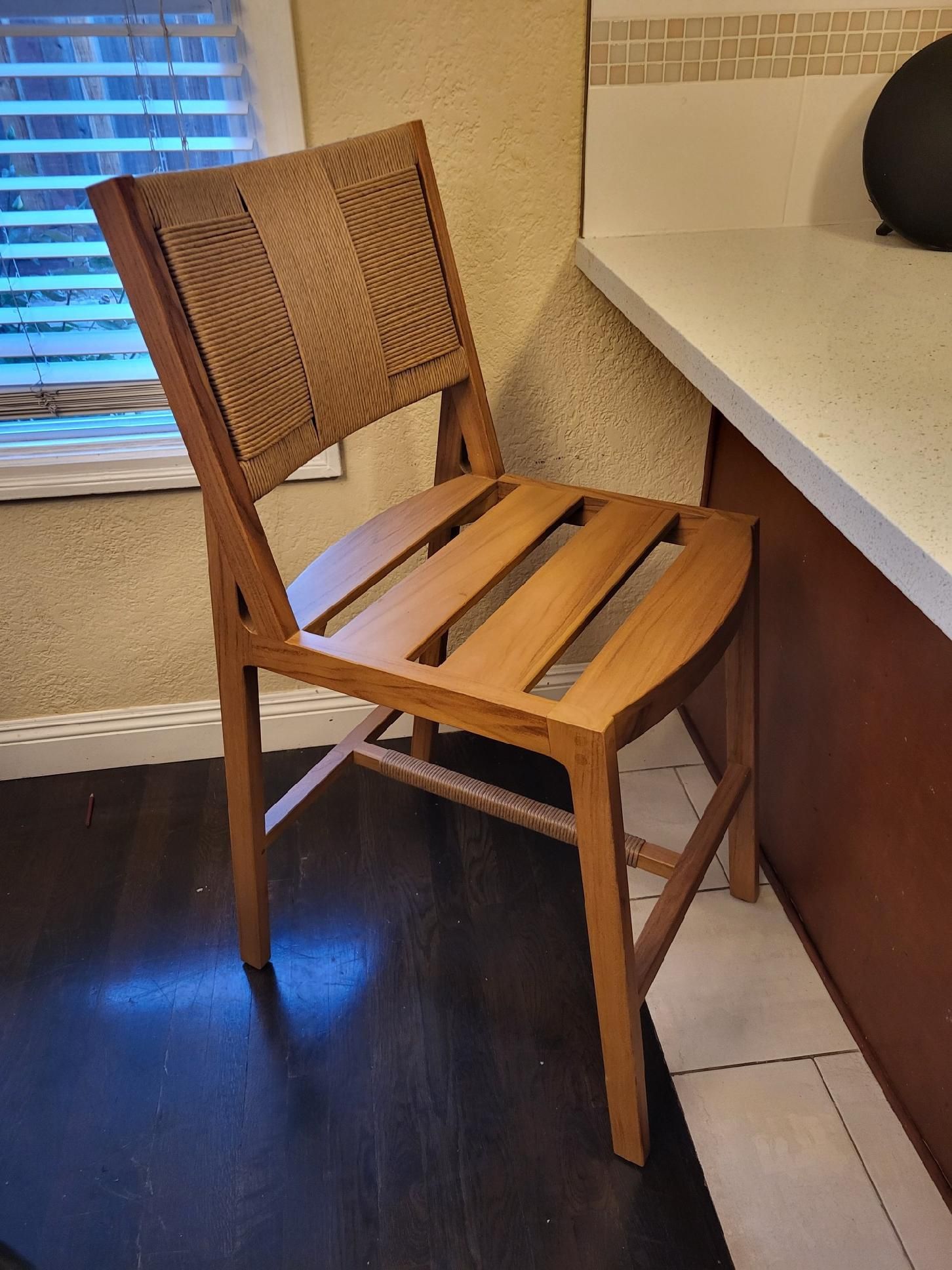 CB2 - Roc Teak And Rattan Counter Stools