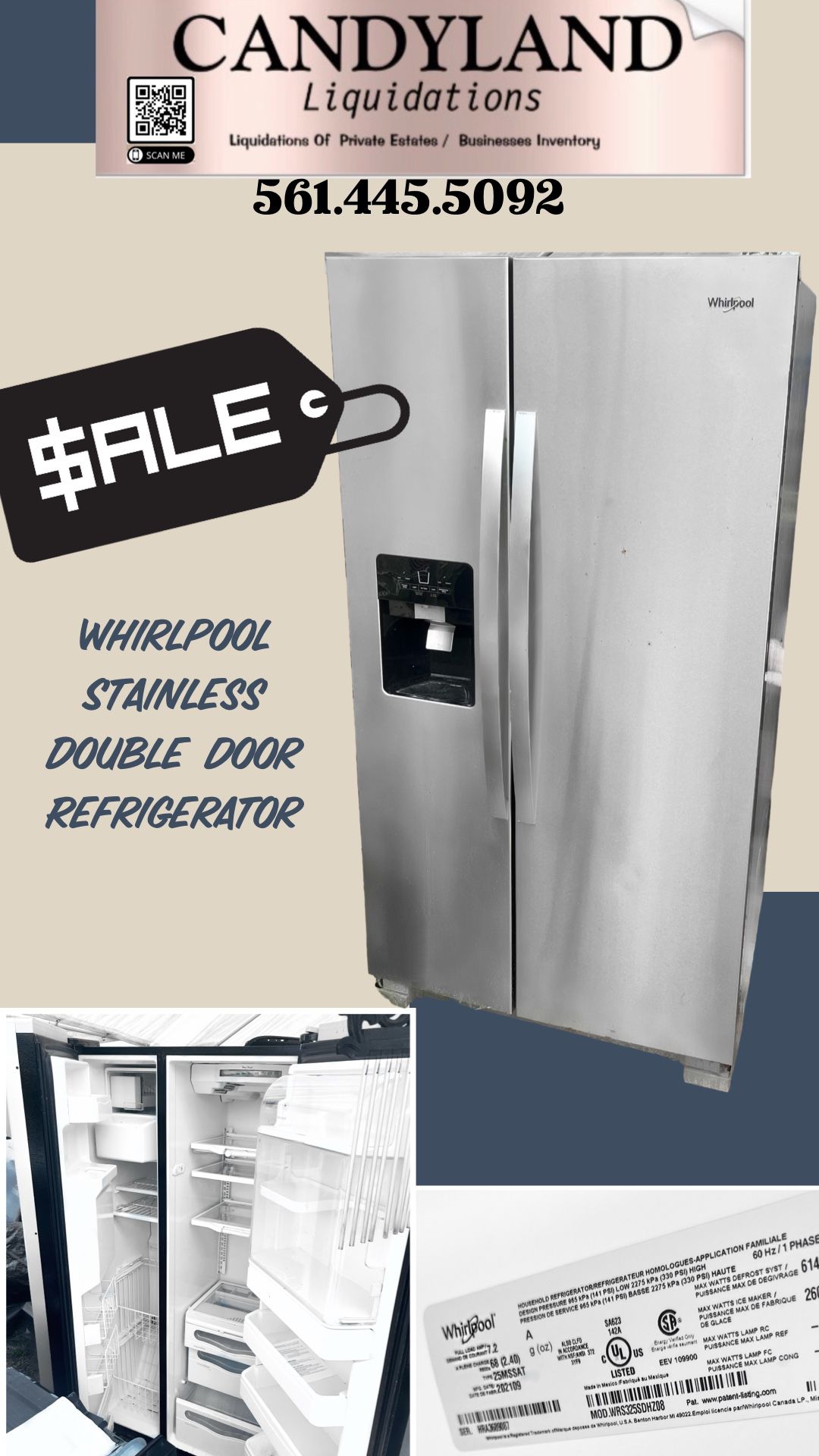 Whirlpool Stainless Steel Refrigerator With Ice Maker Sale 