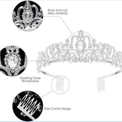 Brand new Crowns for Women Princess Tiaras for Girls Queen Crown and Comb Tiara for Wedding Birthday Pageant Bridal Prom Christmas Gift (Silver)