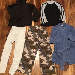 Bundle Of Clothes Size 8 Youth  . Bathrobe  Size 8-10 youth  . Camo Pants Size 7-8 youth 