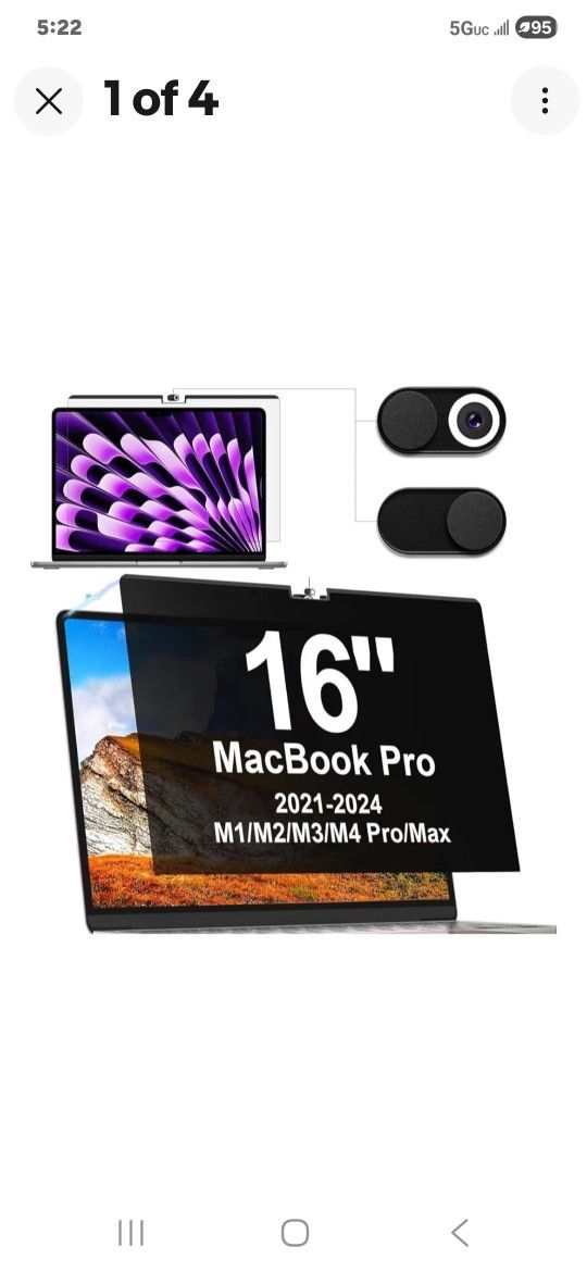 Magnetic Laptop Privacy Screen Mac Pro 16In, Laptop Mac 16.2 Screen Protect