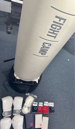 Fight Camp setup. 3 sets of gloves, punch tracking system