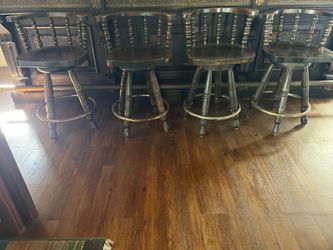 4 Old wood barstool chairs
