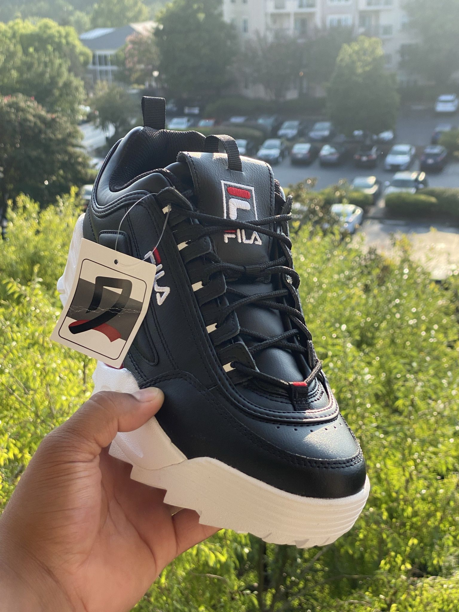 FILA DISRUPTOR II LAB MEN'S SHOES BLACK-RED-WHITE