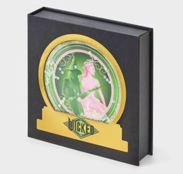 Wicked SnowGlobe Collectible Box with Set of Women’s Pink/Black Socks (4-10)NIB