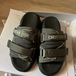 Green Dior D-Wanderer Slides
