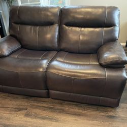 Couch-leather Power Dual Reclining Loveseat 
