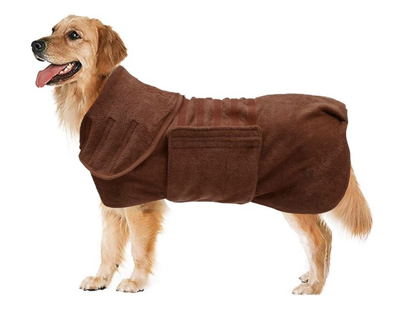 Brown Dog Drying Coat Dog Bathrobe Towel XL