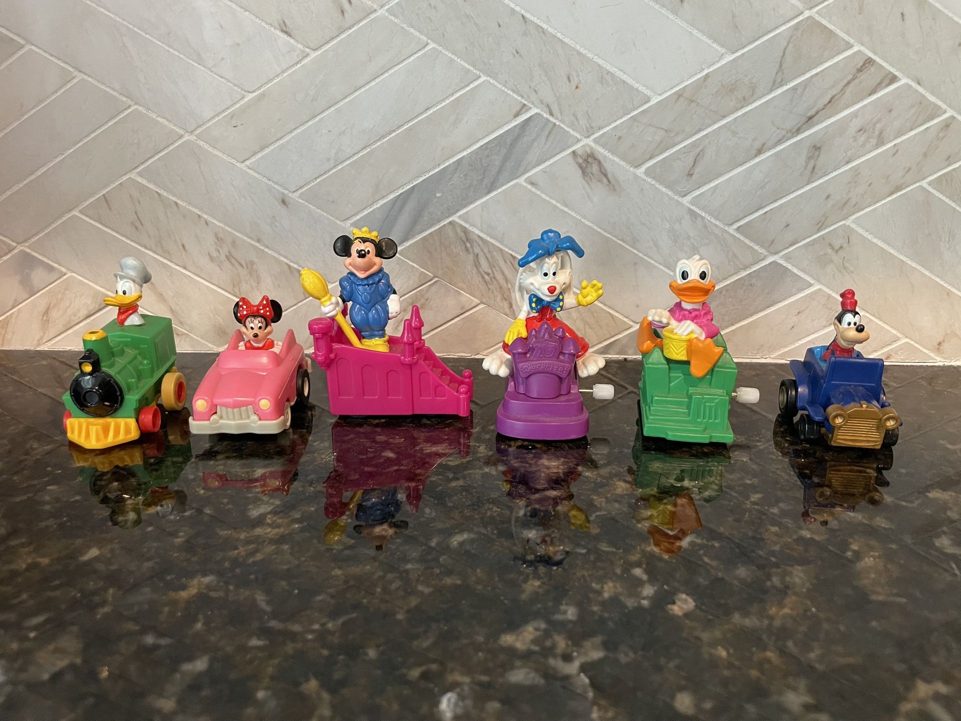 Vintage Disney Toy Characters In Vehicles Lot of 6