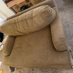 Oversized Loveseat / Small Sofa – Tan Textured Fabric, Great Condition