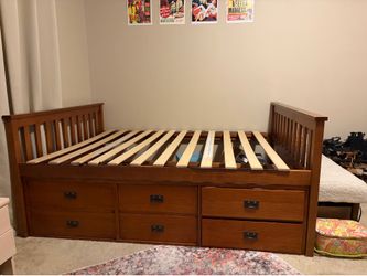 Full/Queen Bed Frame with Shelving unit