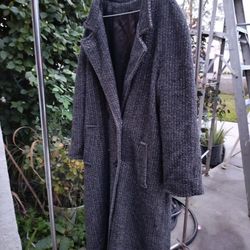 Vintage Women's Wool Gray Coat, Large