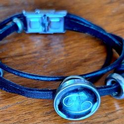 Leather Stainless Steel Bracelet 