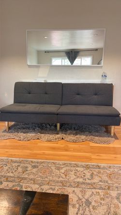 Dark Gray Convertible Futon Sofa / Sleeper Couch