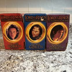 Bundle Of 3 Lord Of The Rings Glass Character Goblets nwver used open box