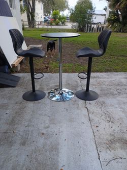 3 Piece Bar And Chair Set In Black/Chrome
