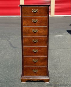 Vintage Tall Narrow Wood Chest of Drawers