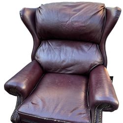 Comfortable Brown-Red Leather Recliner 
