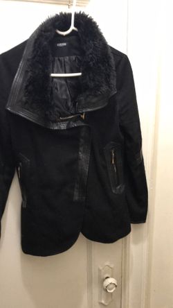 Black female faux leather/cotton jacket