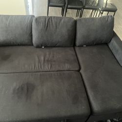 L Shape Black Couch With Pull Out