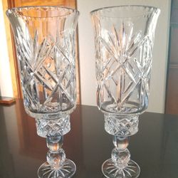 Czechoslovakia crystal hurricane candle holder