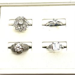 Lot Of 4 Rings-sterling, Sarah Cov, More