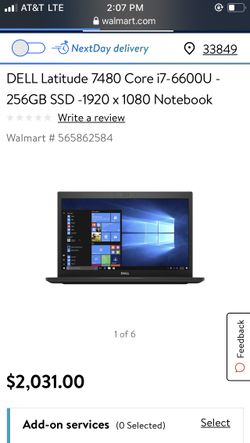 Dell i7 laptop 7480