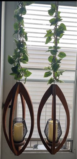Set of 2 wood plants or candle holders