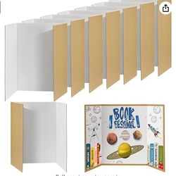 8 PCS Trifold Poster Board- Large 40in x 28in Tri Fold Display Board Hard & Thick White Presentation Cardboard