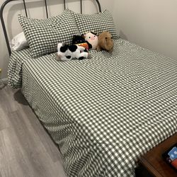 Full Gray Steel Bed Frame 