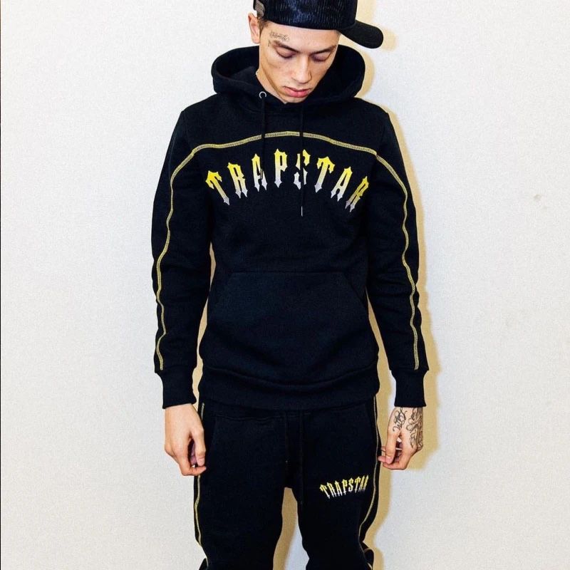 Trapstar Full Tracksuit (Black and Yellow) Size XL