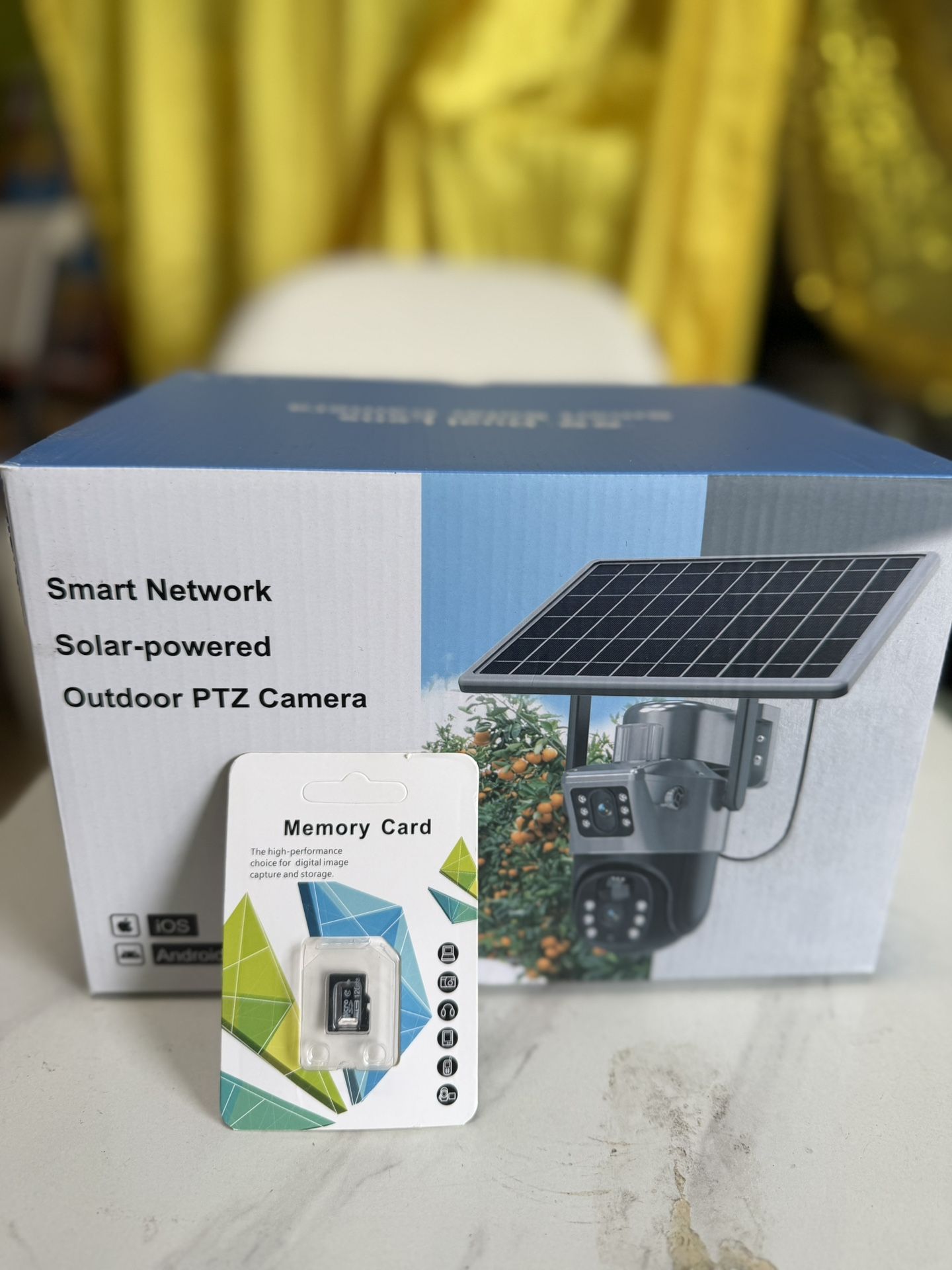 DUAL LENS SOLAR SECURITY CAMERA APP APLICATION HUMAN DETECTION ALARM SOUND + 128GB SD CARD