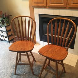 Oak Swivel Bar Stools