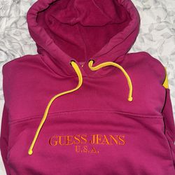 Sean Wotherspoon X Guess Farmers Market Pink and Yellow Oversized Hoodie X-Small 