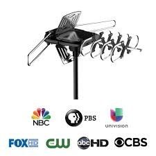 ONN HDTV Antenna Amplified Digital TV Antenna 150 Miles Range 360 Degree Rotation Outdoor Antenna With Pole