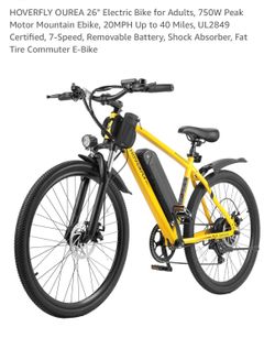 New! Yellow Hoverfly 26” E-bike!!