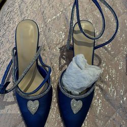 Blue Satin Heels 