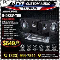 Alpine S Series Ported Enclosure Dual 8" Subwoofers 1200 WattsS-DB8V-TRK 🚨 Payment Options Available 🚨 No Credit Needed 🚨 