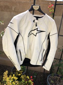 Leather Motorcycle Jacket Alpinestars TZ1 Cool Perforated White US 48