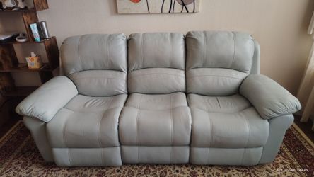 Light Gray Leather Reclining Sofa
