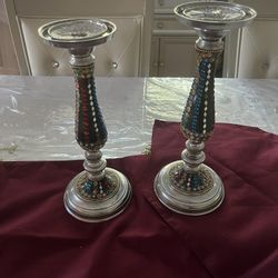 Candle Holder -Tall- Sequin - Colorful 