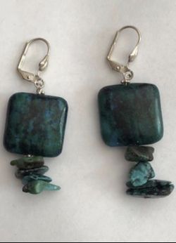 Chrysocolla and Turquoise chips earrings