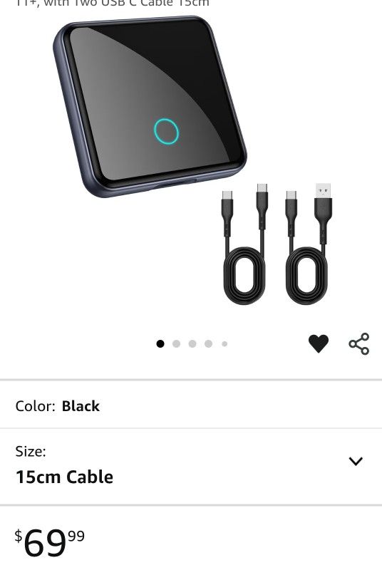 CarPlay Wireless Adapter for iPhone and Android ioS 10+ and Andriod 11+, with TwO USB C Cable 15cm