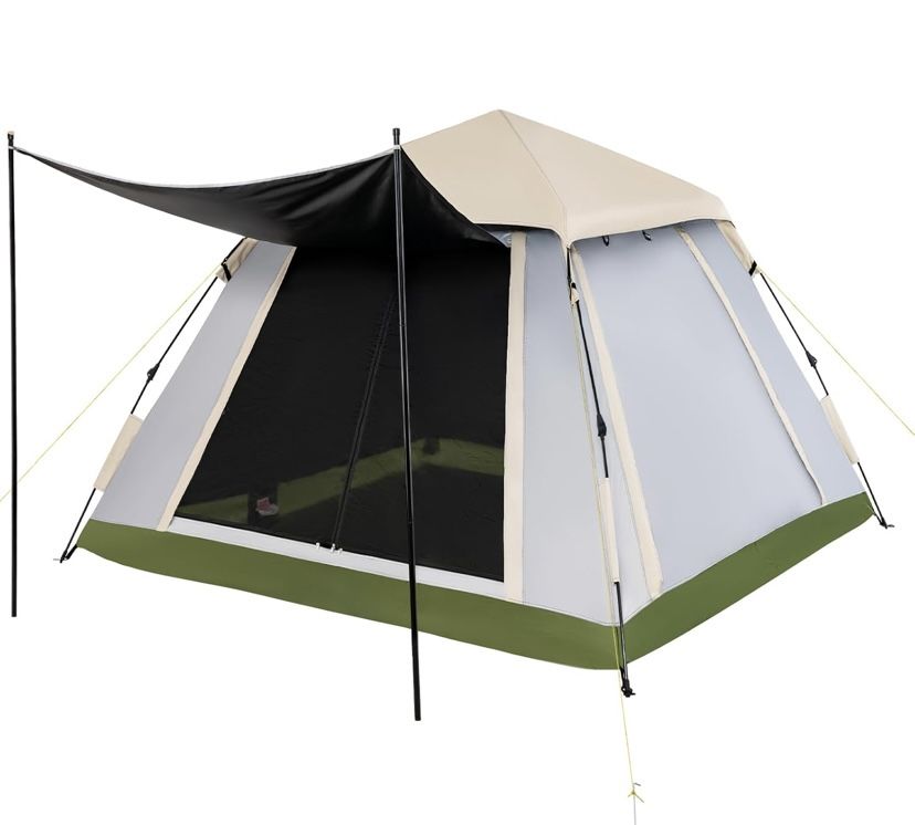 New 2-4 Person Pop Up Camping Tent, Portable Backpacking Tent with Removable Rainfly, 4 Mesh Walls, 2 Zippered Doors, Carrying Bag, Portable Family Do