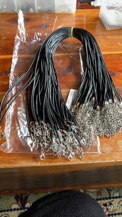 100Pcs Wax Necklace Cord with Clasps, Rope String Black Necklace Each Cord Is 18 Inches Long