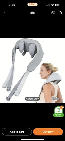 Shiatsu Neck Massager, 8D Deep Shoulder Back Massager with Heat, Cordless Electric Kneading Massage Pillow for Neck, Back, Shoulder, Waist, Leg, Full 