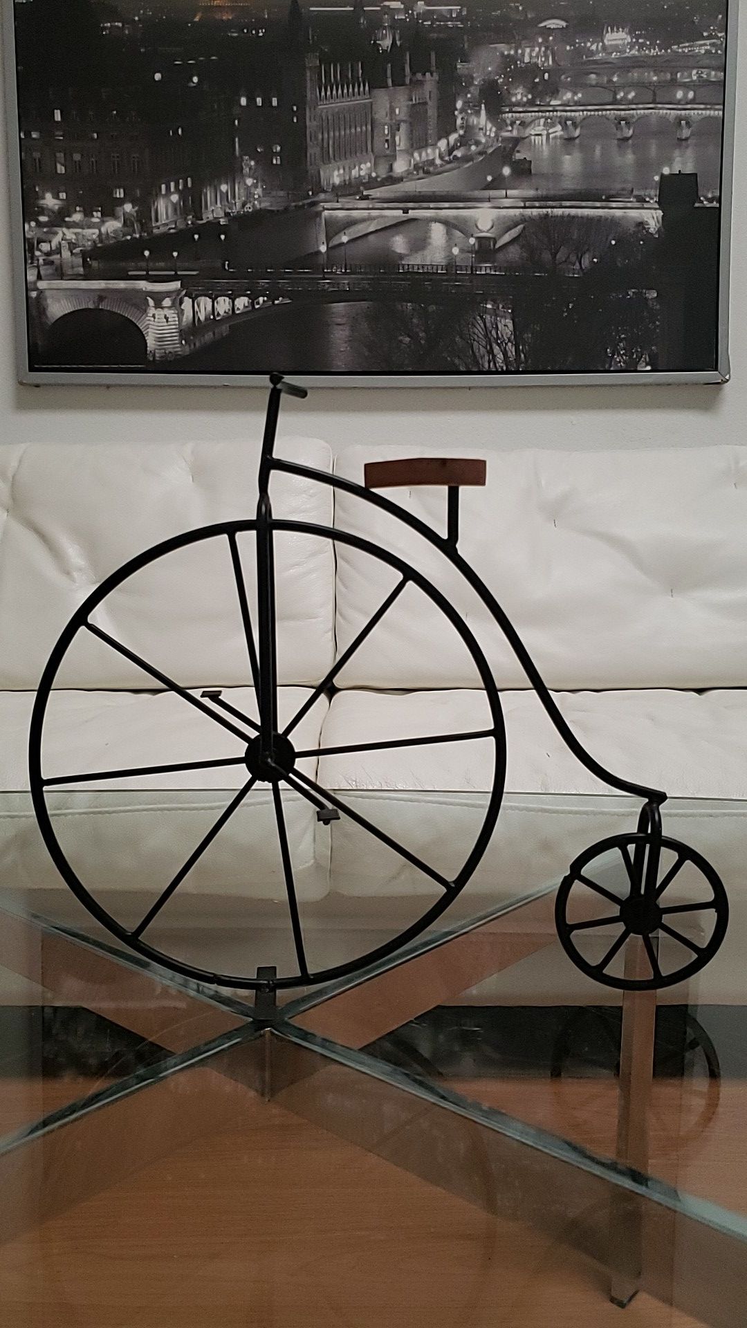 Decor art sculpture bicycle table top shelf display metal wood seat retro House Home Decoration