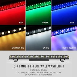 Battery Powered Stage Wash Light: 150W 3IN1 RGBW Color Changing - Wireless 2.4G DMX & Remote Control - Strobe & Beam Effects - Uplight for Events Mobl