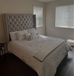 Queen bed grey pick up only