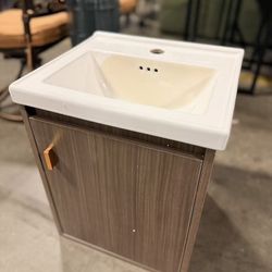 16'' Bathroom Vanity with Ceramic Sink Combo, Wall Mounted Small Bathroom Vanity (no faucet included) $70 